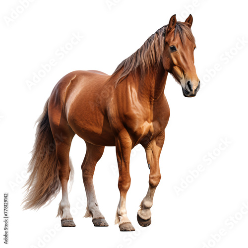 a brown horse with long mane