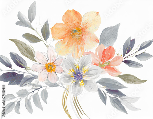 Flowers watercolor illustration. Manual composition.Design for cover  fabric  textile  wrapping paper .