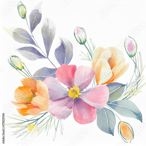 Flowers watercolor illustration. Manual composition.Design for cover  fabric  textile  wrapping paper .