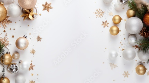 Christmas decorations arranged in the corners