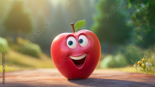 A smiling, friendly apple with rosy cheeks