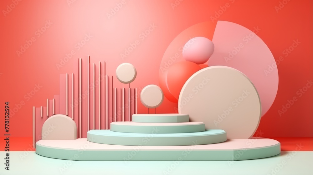Abstract 3d podiums with surreal elements Abstract 3d podiums with surreal elements