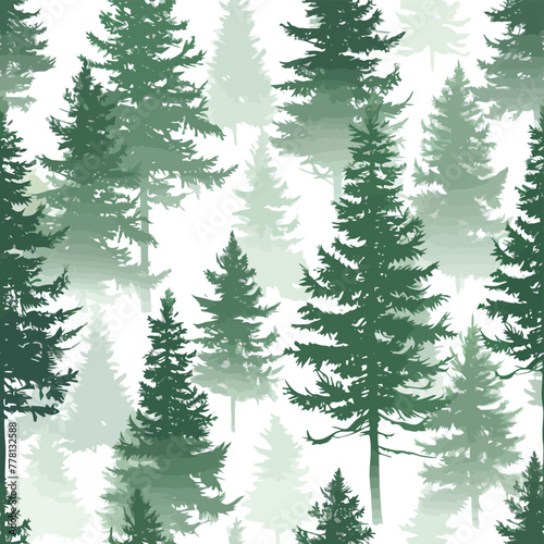 Vector Seamless Watercolor Pattern colorful Design a colorful vintage background with fir trees bamboo forest 