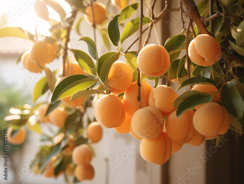 a group of fruit on a tree