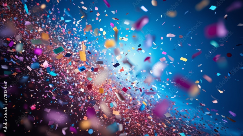A colorful confetti cannon creating an explosion of joy A colorful confetti cannon creating an explosion of joy
