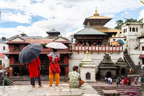  Pashupati is an hindi temple and place of cremations at river bank in kathmandu, nepal photo