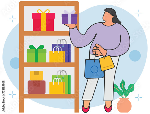 Shopping store buy gifts background illustration