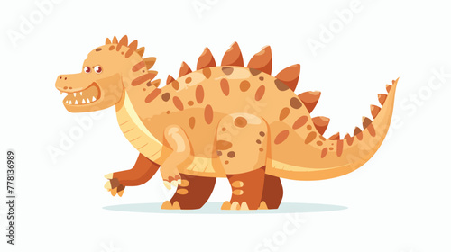 Cartoon happy stegosaurus isolated on white background