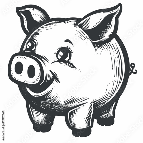 Piggy Bank in cartoon, doodle style. Image for t-shirt, web, mobile apps and ui. Isolated 2d vector illustration in logo, icon, sketch style, Eps 10. AI Generative