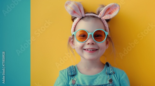 Little Girl in Bunny Ears and Sunglasses