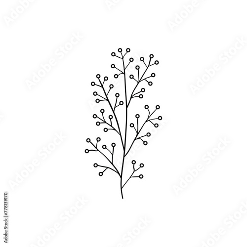 Botanical linear leaf. Abstract minimalist leaves collection, creative herbal art. Vector illustration