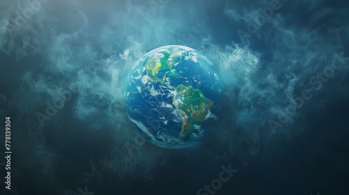 3d rendering of the earth made from blue and green smoke
