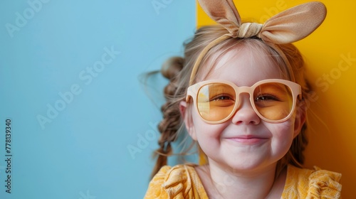 Little Girl in Bunny Ears and Sunglasses