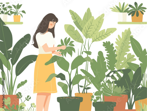 homeowner's gardening care in animated illustrations