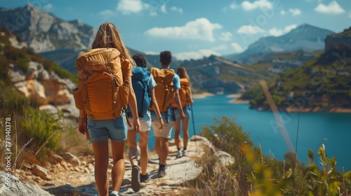 Group of People Walking Through Woods