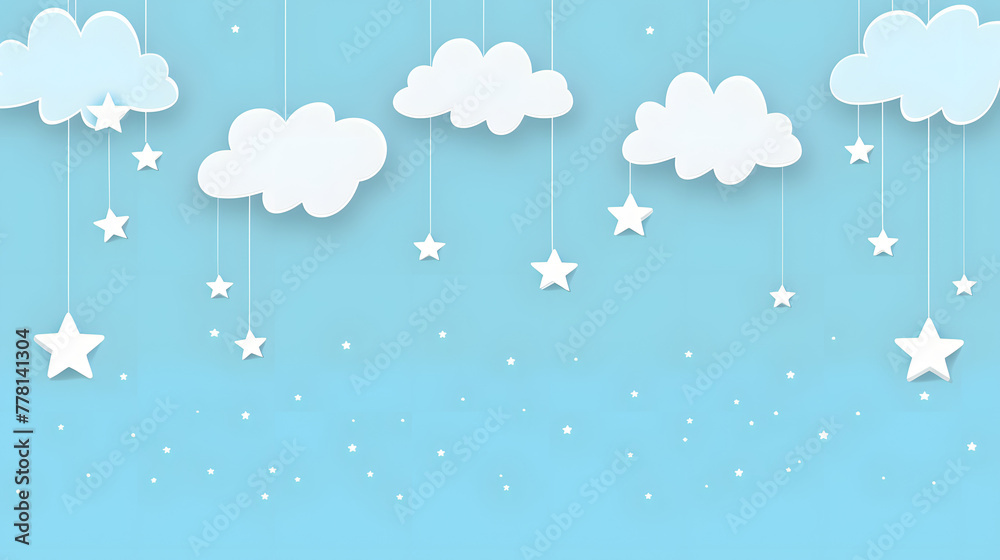 A blue background with simple cloud decorations A blue background with simple cloud decorations