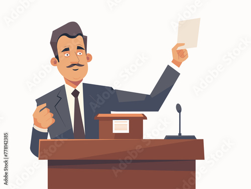 animated politician voting in legislature