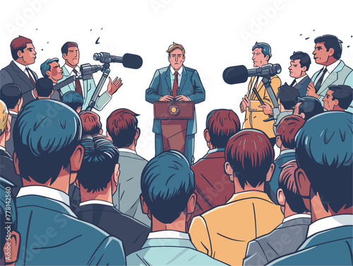 politician facing the press