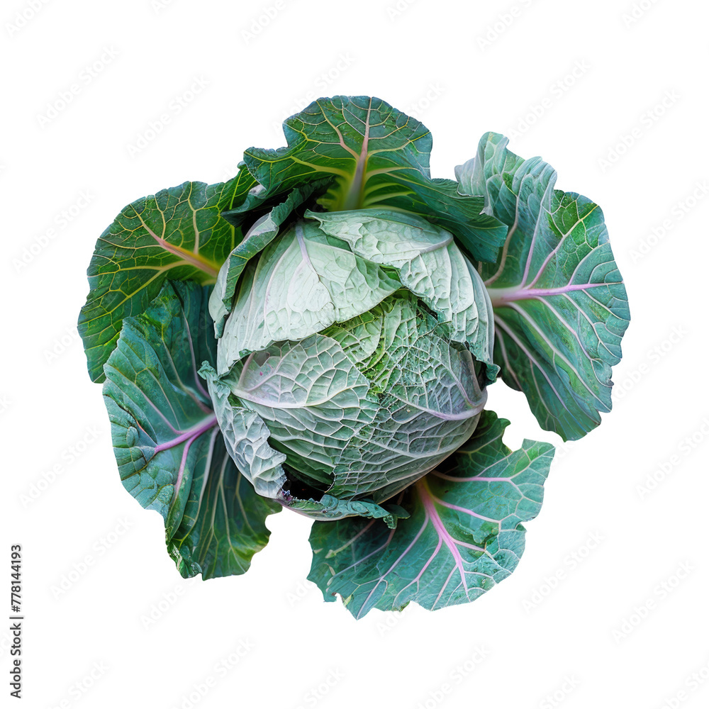 Obraz premium A close up of a head of cabbage with green leaves