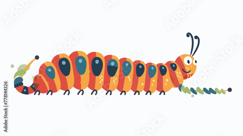 Retro cartoon caterpillar Flat vector isolated on white