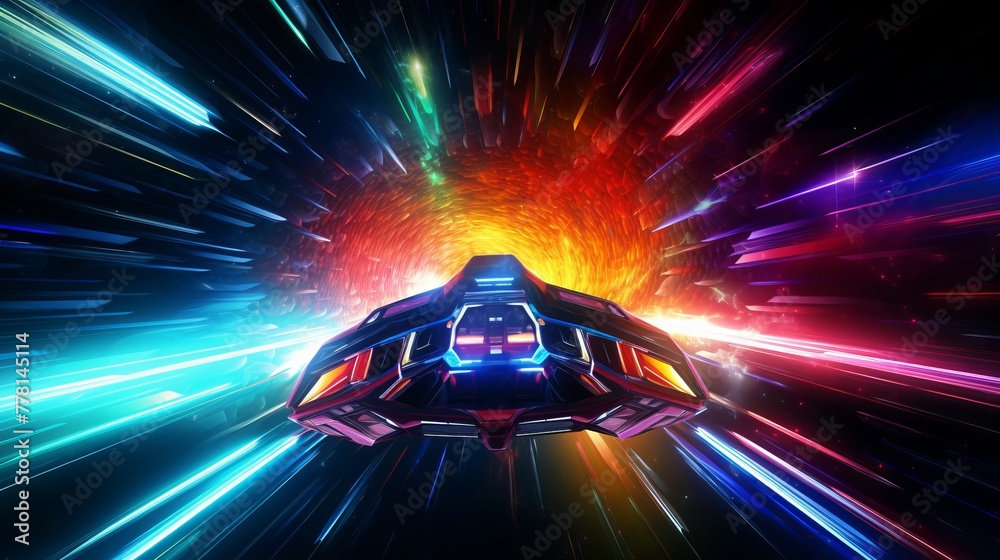A 3d render of a colorful hyper space voyage