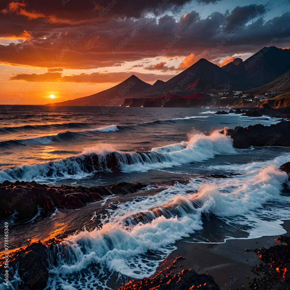 Fototapeta premium sunset in the mountains