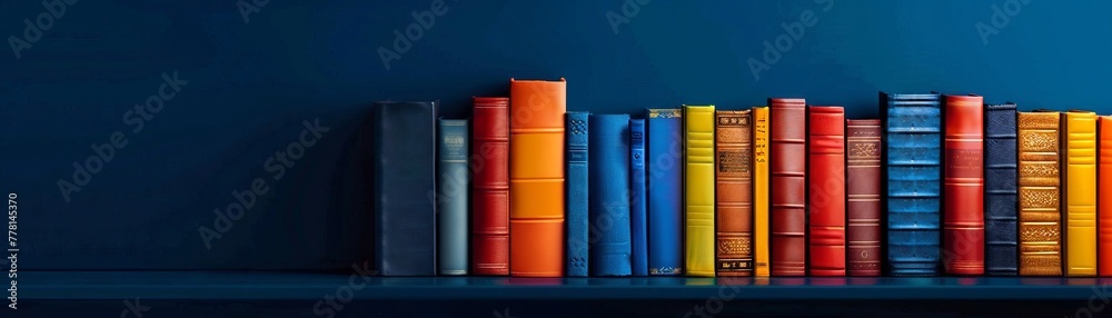 Naklejka premium A graphic depicting a series of books on diversity and inclusion available in the office library against a solid