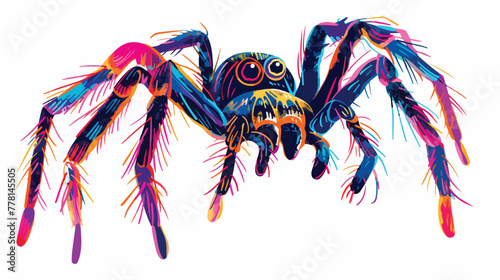 Scary spider tarantula colorful multieyed terrible i