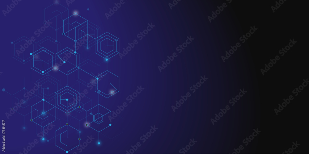 Vectors Technology hexagons connection digital data and big data concept. Blue background hexagon geometric pattern abstract elements design. Vectors Technology hexagons connection digital data and big data concept. Blue background hexagon geometric pattern abstract elements design.