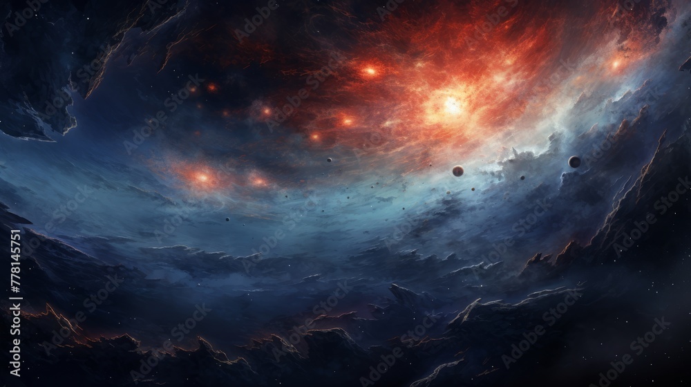 Fototapeta premium A digital painting of a hyper zoomed in cosmic scene