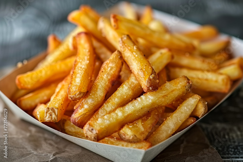 portion of french fries in a silver bowl on top of a table with black fabric