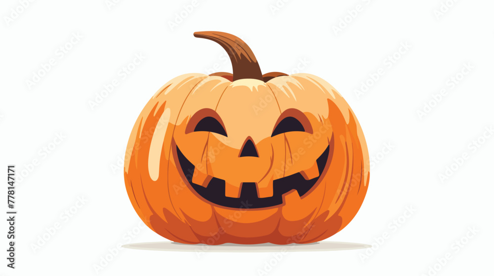 Smiling Halloween pumpkin Flat vector isolated on white