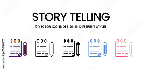 Story Telling Icons different style vector stock illustration