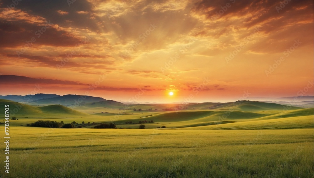 Obraz premium sunset over the field