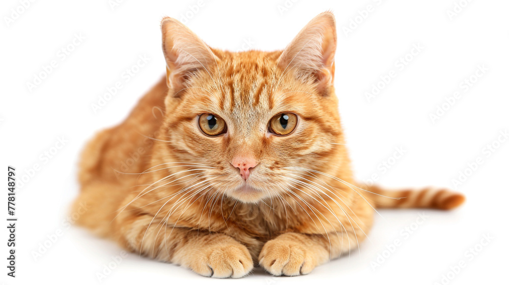 orange tabby cat isolated on white background