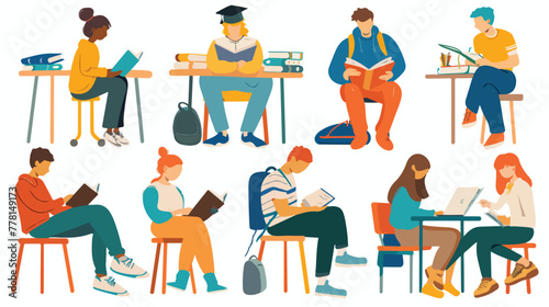 This is an illustration of students studying differen