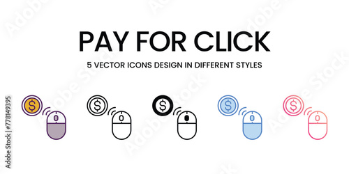 Pay For click Icons different style vector stock illustration