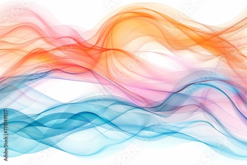 Abstract colorful smoke waves  multicolored smoke isolated on white background.