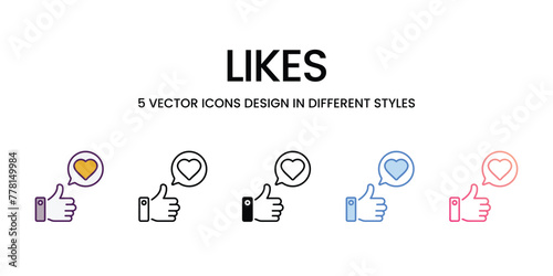 Likes Icons different style vector stock illustration