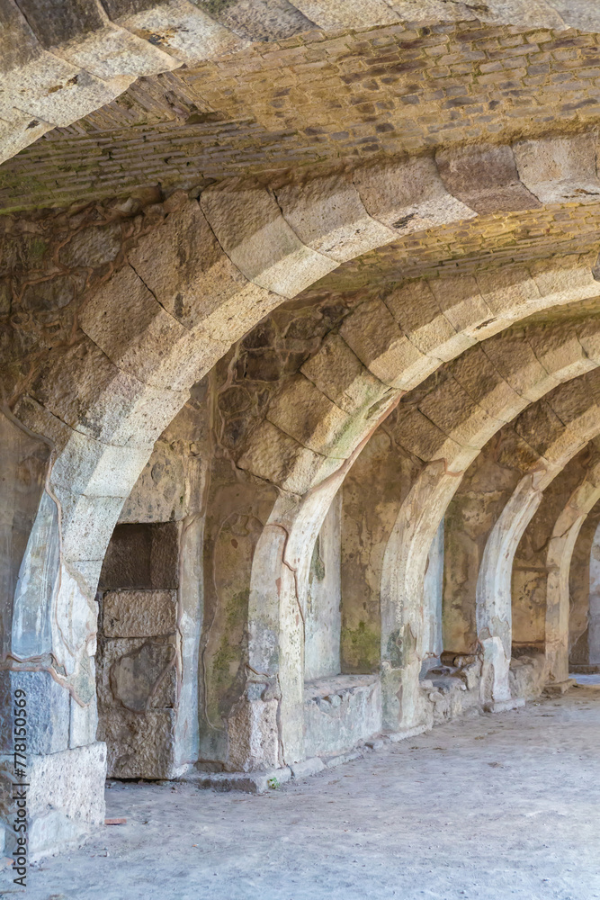 Arch structure of North Stoa or Basilica at Roman Agora in ancient Smyrna. Izmir, Turkey (Turkiye)