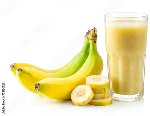 Bananensaft isoliert auf weißen Hintergrund, Freisteller