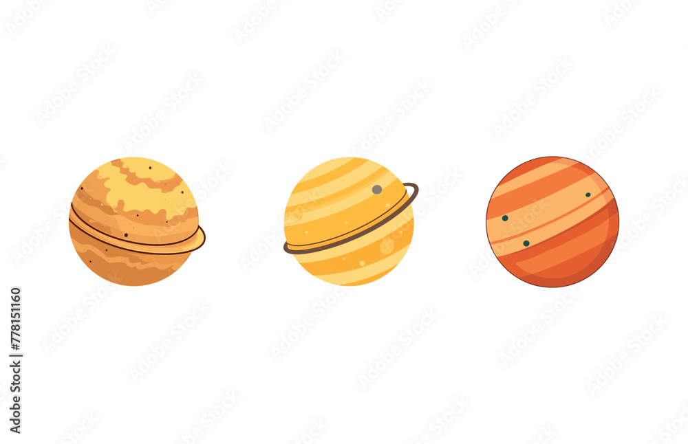 venus planet space illustration set, venus planet vector set