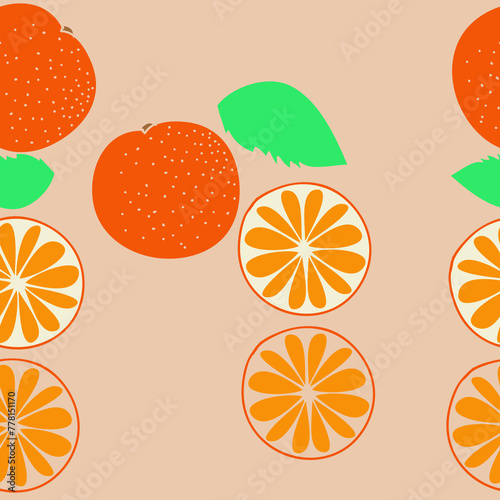 Horizontal decorative  colored  orange . Hand drawn.