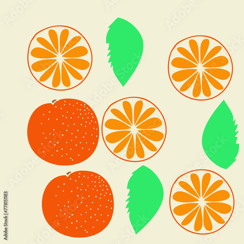 Stylized colored  orange . Hand drawn.