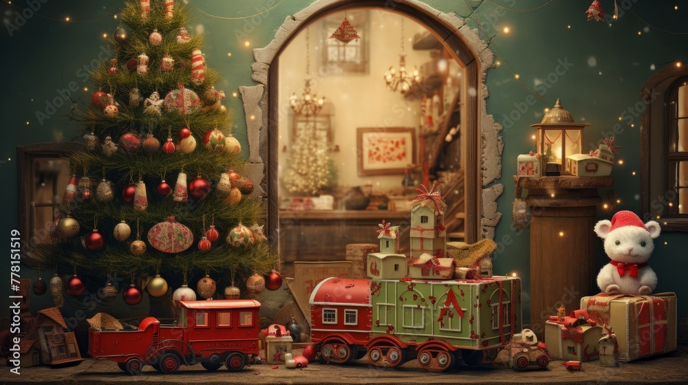 Whimsical holiday composition capturing the adorable charm of christmas.