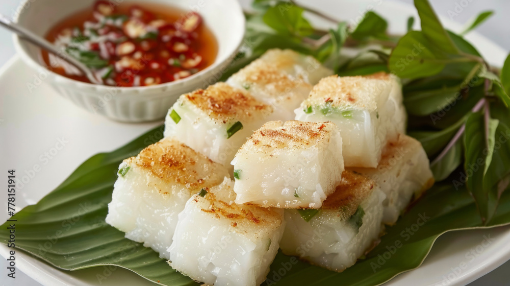 Authentic vietnamese grilled rice cakes with dipping sauce Authentic vietnamese grilled rice cakes with dipping sauce