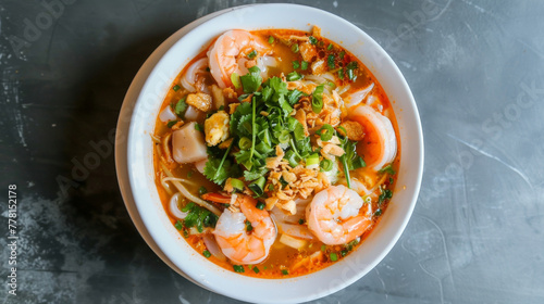Traditional vietnamese shrimp noodle soup