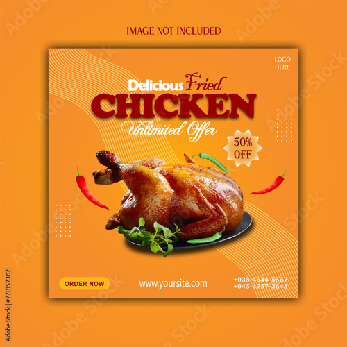 Special chicken social media post design. Restaurant food menu web banner set for online business promotion. fried chicken poster design.
