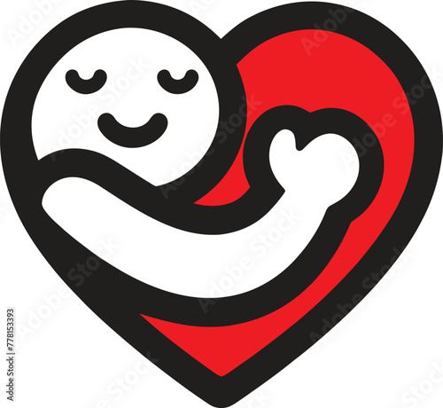 Heart with hugging arms vector icon. Cute cartoon heart character hug. Love yourself. Self care and happiness vector illustration.