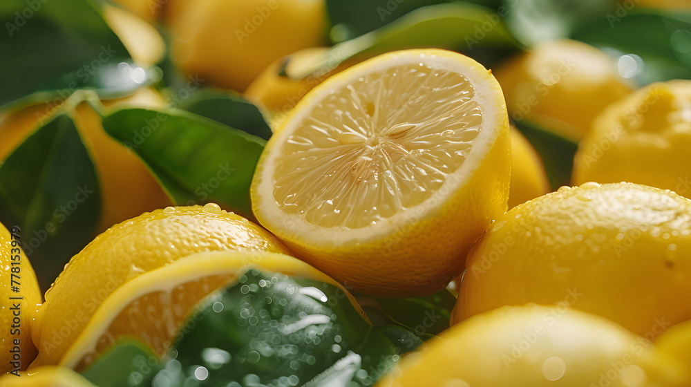 lemons close-up, top view lemons close-up, top view
